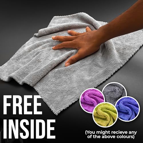 CAR101 Tyre & Trim Restorer (Pack of 1) + Multipurpose Microfiber Cleaning Cloth (Pack of 4, Grey, 400 GSM, 60x35cm) | Multi-Purpose Protectant for Rubber | Ultra-Soft Car & Bike Cleaning Towels - Image 2