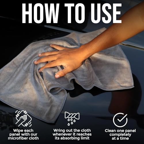CAR101 Tyre & Trim Restorer (Pack of 1) + Multipurpose Microfiber Cleaning Cloth (Pack of 4, Grey, 400 GSM, 60x35cm) | Multi-Purpose Protectant for Rubber | Ultra-Soft Car & Bike Cleaning Towels - Image 5
