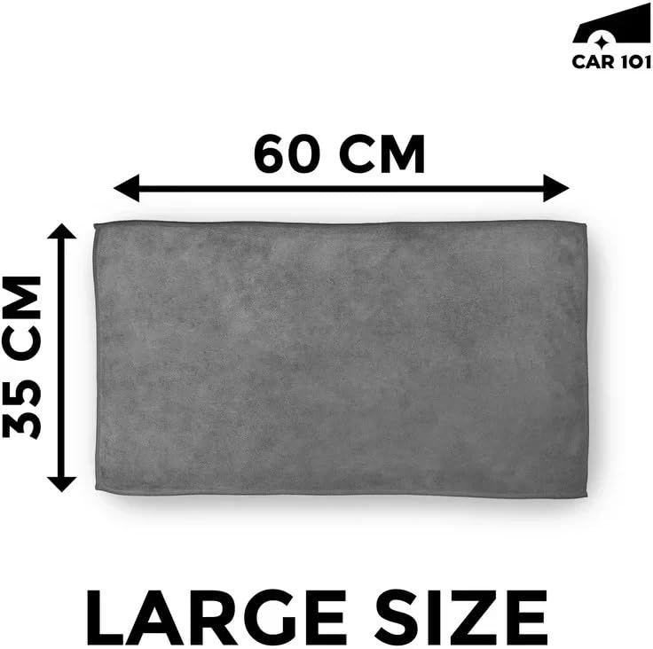 CAR101 Tyre & Trim Restorer (Pack of 1) + Multipurpose Microfiber Cleaning Cloth (Pack of 4, Grey, 400 GSM, 60x35cm) | Multi-Purpose Protectant for Rubber | Ultra-Soft Car & Bike Cleaning Towels - Image 3