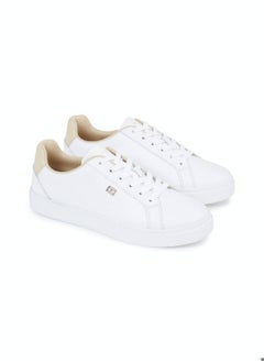 TOMMY HILFIGER Women's Essential Leather Cupsole Court Trainers -  Leather upper, White  - Image 2