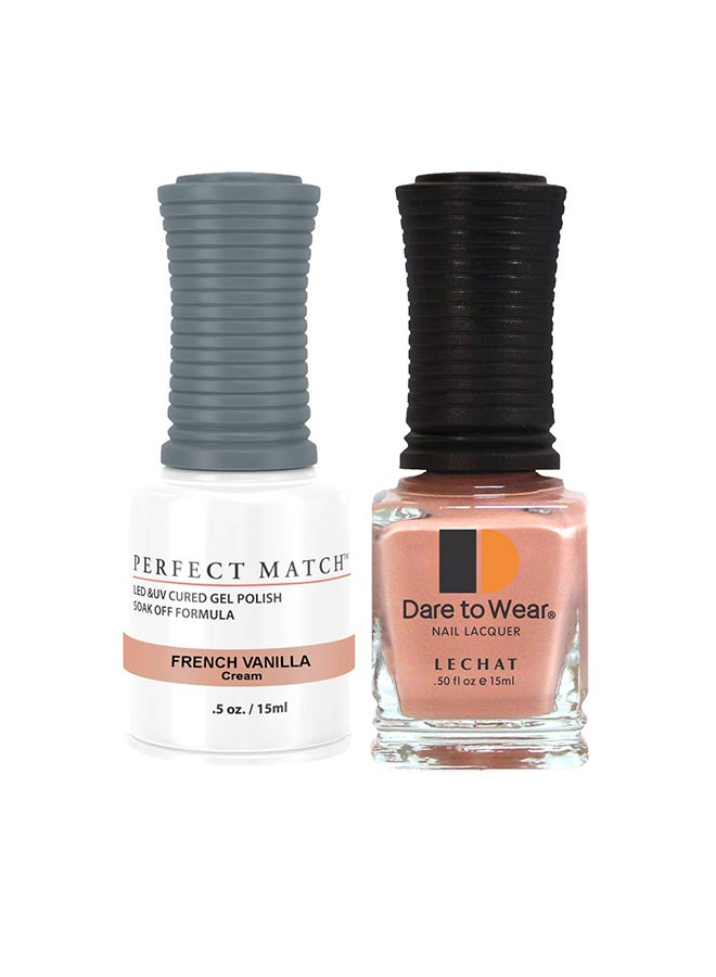 Perfect Match Gel Nail Polish + Nail Lacquer 2x15ml - Soak Off Gel Nail Polish UV LED Gel Polish French Vanilla PMS223 - Image 1