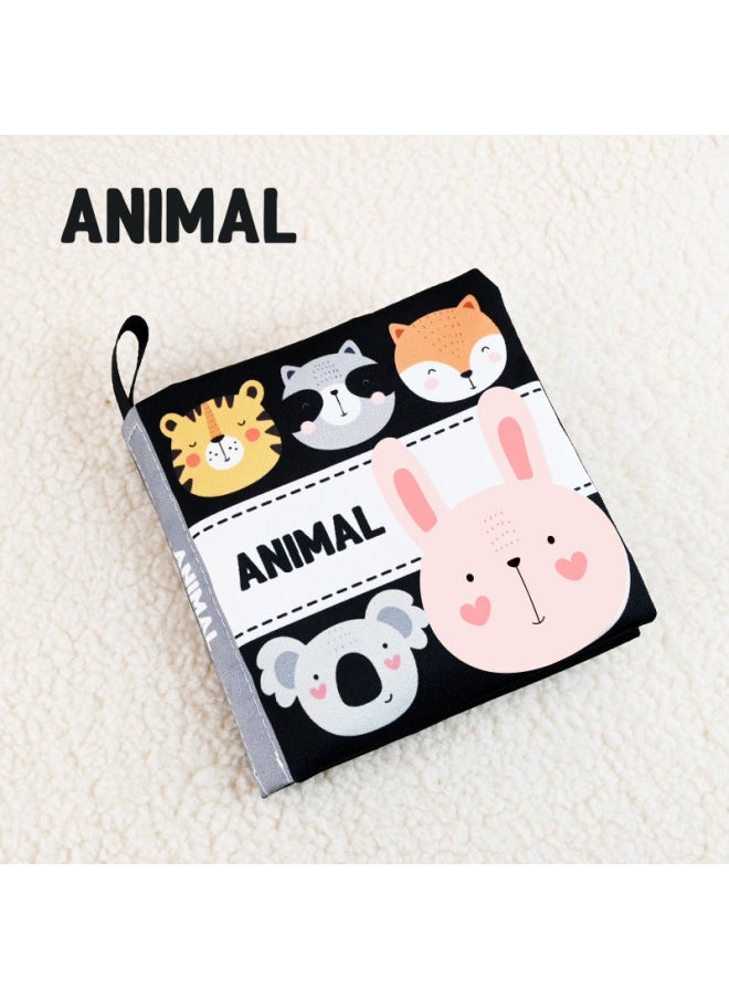 Products Listed Black And White Cognitive Cloth Baby Can't Tear Bite Books Baby Enlightenment Early Education Toys-Color:Animals (English Version)]  - Image 1