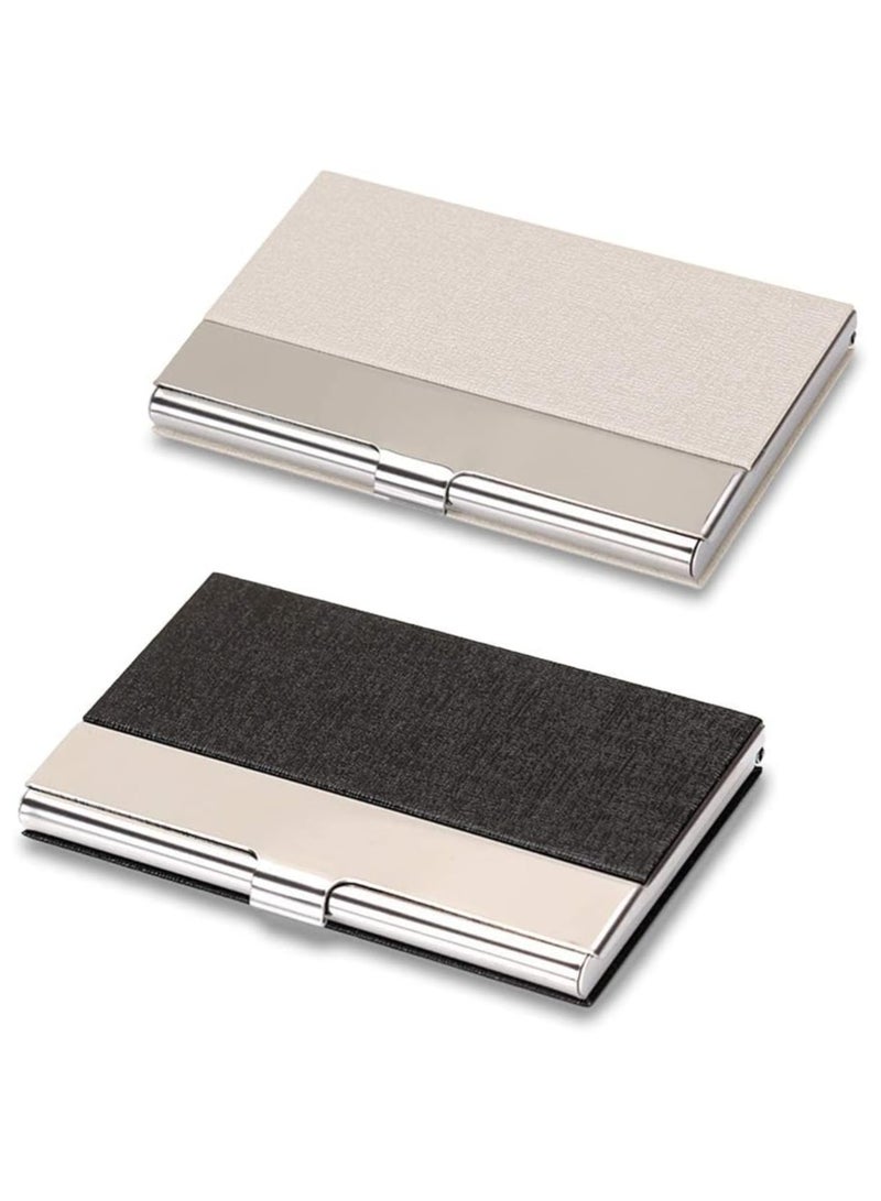 Excefore Business Card Holder Case, Fashion ID Holder Professional PU Leather Business Card Carrier, Wallet Credit Card ID Case for Men & Women Best Gift, 2 PCS  - Image 1