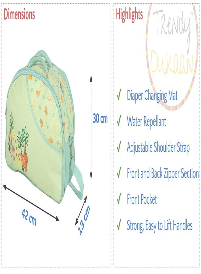 Unique Ideas New Born Baby Multipurpose Polyester Diaper/Mother Bag with Holder Diaper Changing Multi Compartment (Printed Green, Medium) - Image 3
