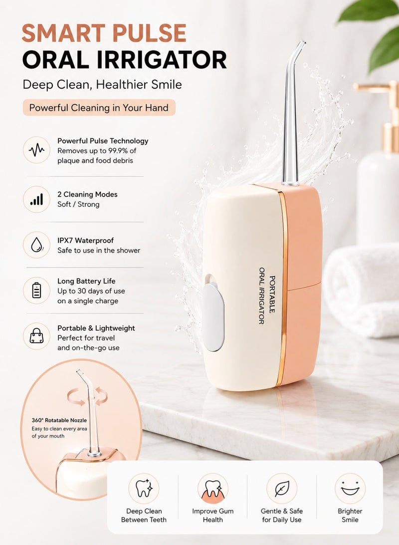 Water Flosser Mini Cordless Portable: 4 Tips, Ipx7 Waterproof Oral Irrigator for Teeth Cleaning Gums,Orthodontic,Braces Dental Care - Image 1