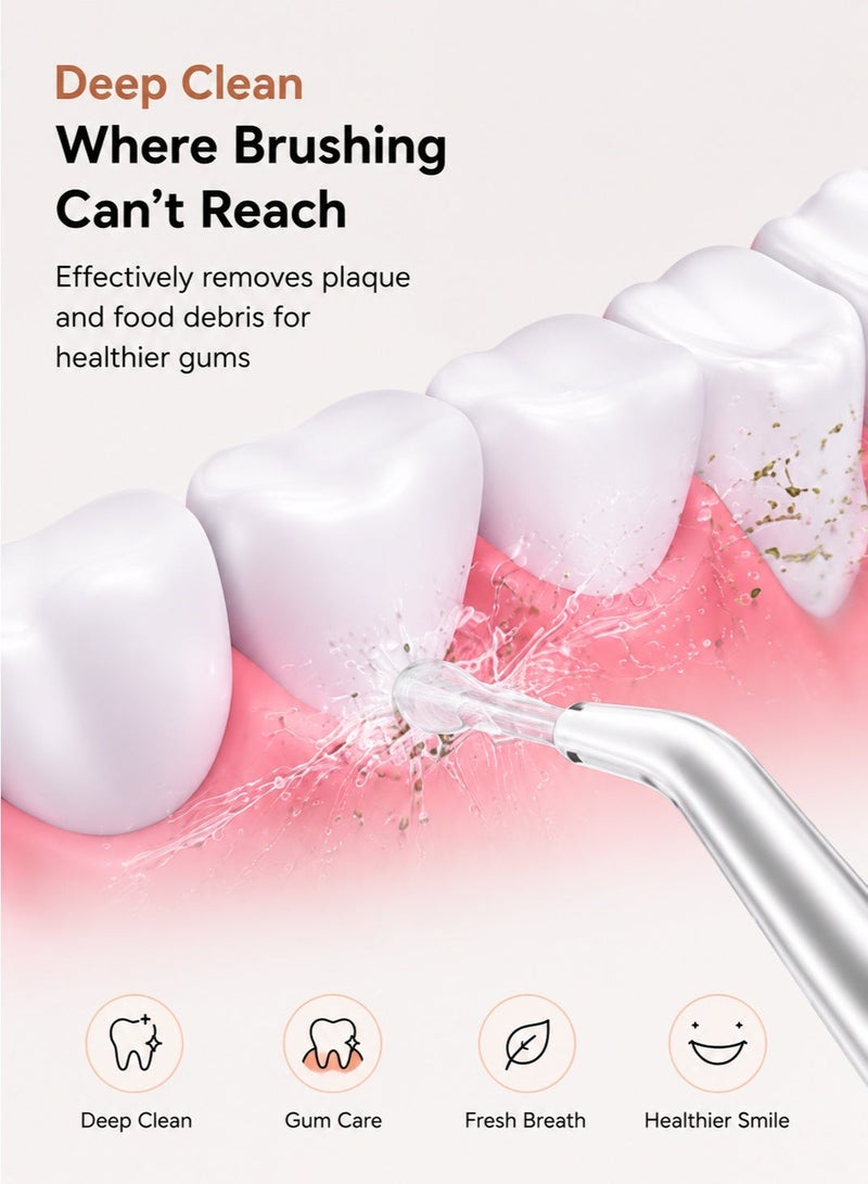 Water Flosser Mini Cordless Portable: 4 Tips, Ipx7 Waterproof Oral Irrigator for Teeth Cleaning Gums,Orthodontic,Braces Dental Care - Image 3