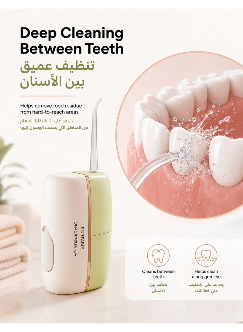 خيط تنظيف الأسنان المائي صغير لاسلكي محمول: 4 رؤوس، مقاوم للماء بمعيار IPX7، جهاز ري فموي لتنظيف الأسنان واللثة، وتقويم الأسنان، والعناية بالأسنان - Image 3