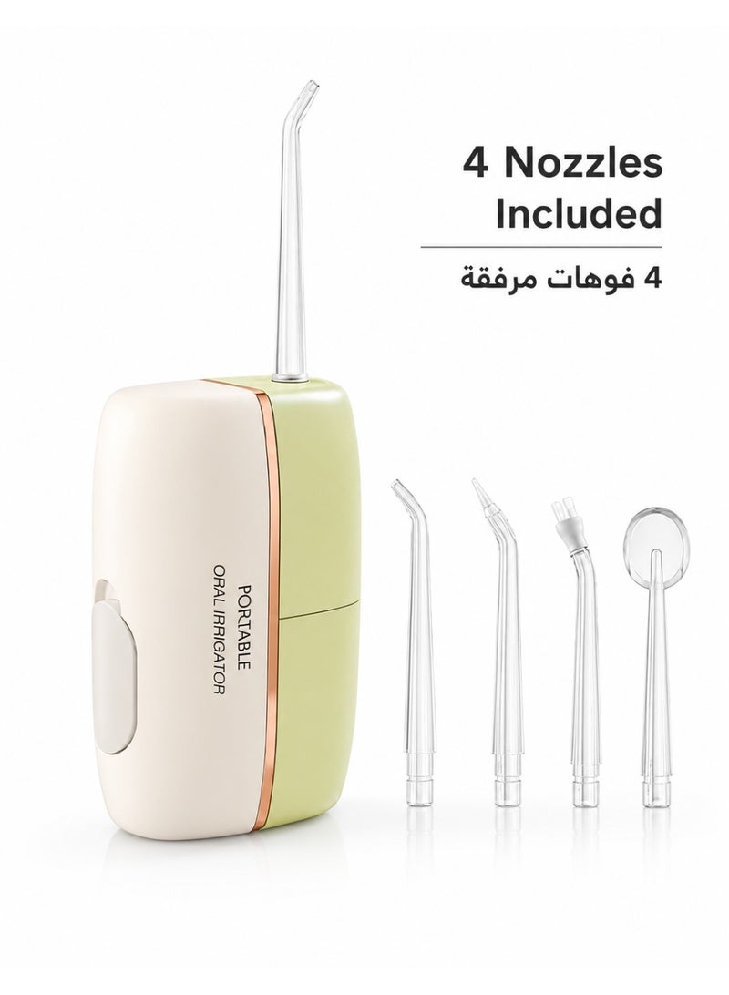 خيط تنظيف الأسنان المائي صغير لاسلكي محمول: 4 رؤوس، مقاوم للماء بمعيار IPX7، جهاز ري فموي لتنظيف الأسنان واللثة، وتقويم الأسنان، والعناية بالأسنان - Image 1