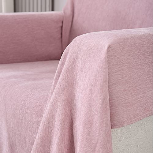 HOKIPO Chenille Sofa Cover Thick and Soft Throw 2 Seater, 180 (D) x 240 (L) cm, Pink (AR-4643-N7) - Image 4
