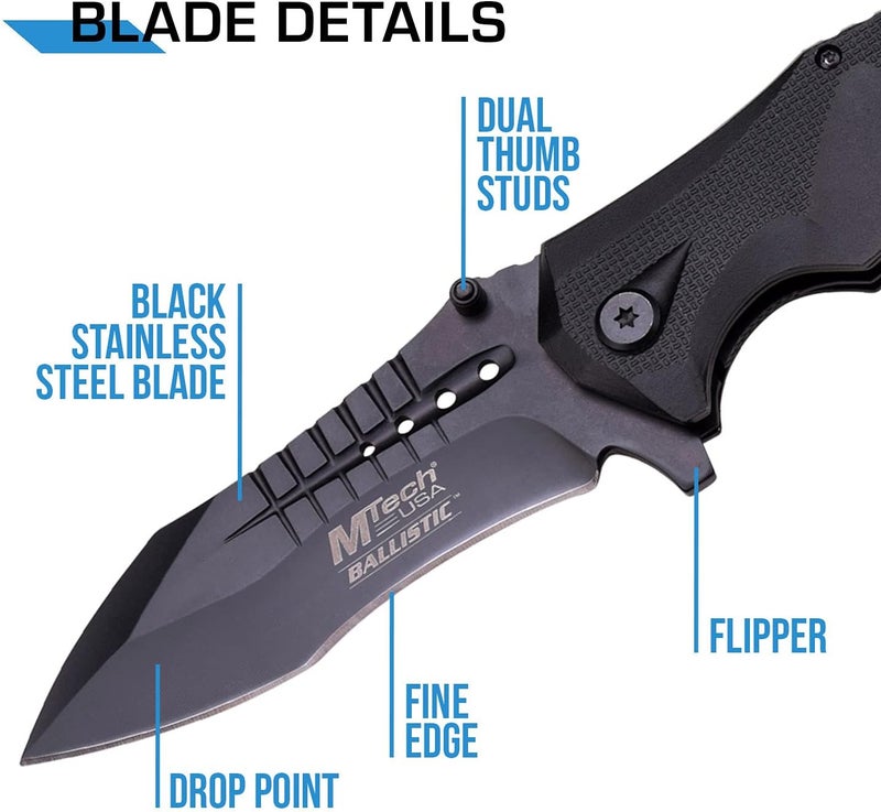 MTECH USA MT-A845BK SPRING ASSISTED KNIFE, 5" Closed, Black Blade - Image 3