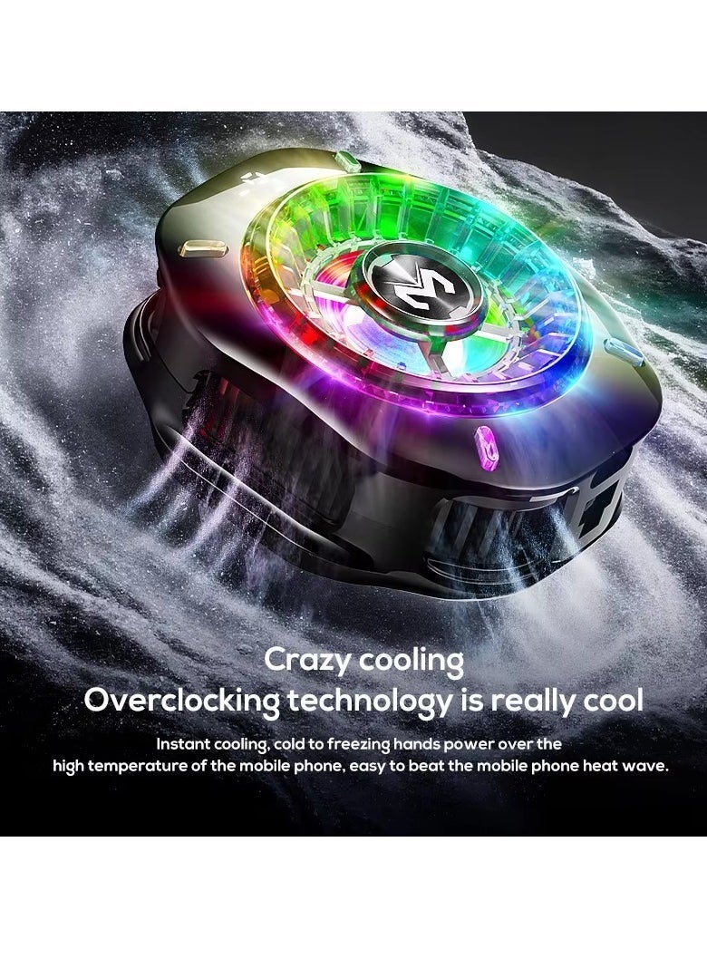 Memo MEMO CX10 AI Modes Gaming Cooler ‚Äì Rapid Icing, AI Constant Temperature, Multi-Style RGB LED Lights ‚Äì Semiconductor + Air Cooling Phone Radiator for Mobile Gaming, Live Streaming ‚Äì Magnetic Clip, Ice-Freezing Tech, Type-C 5V/2A - Image 4