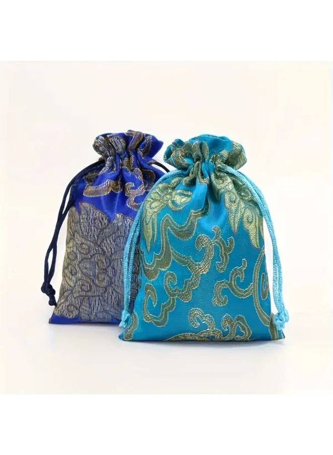 2pcs Random Color Chinese Style Multi Layer Velvet Jewelry Bags Drawstring Gift Box - Image 3