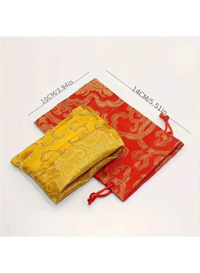 2pcs Random Color Chinese Style Multi Layer Velvet Jewelry Bags Drawstring Gift Box - Image 2