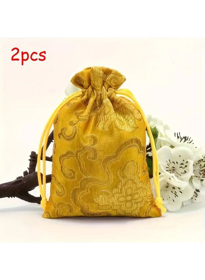 2pcs Random Color Chinese Style Multi Layer Velvet Jewelry Bags Drawstring Gift Box - Image 5