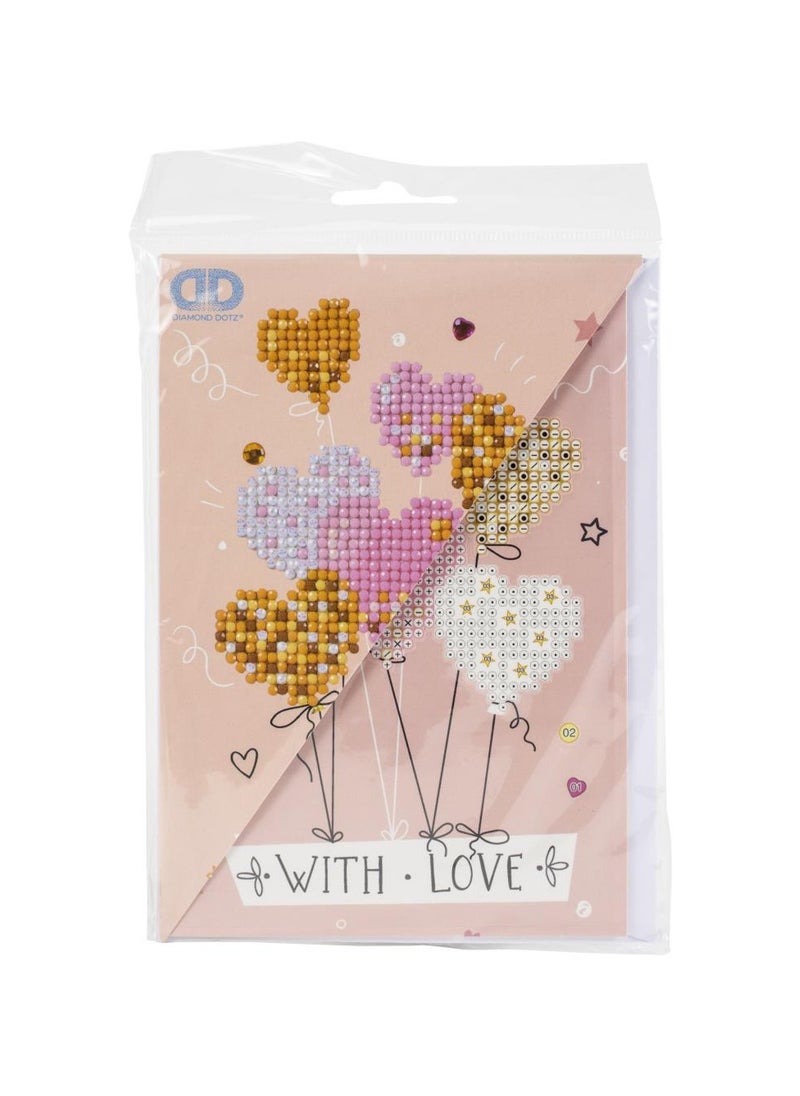 Diamond Dotz GREETING CARD  LOVE BALLOONS 12.6 X 17.7 
