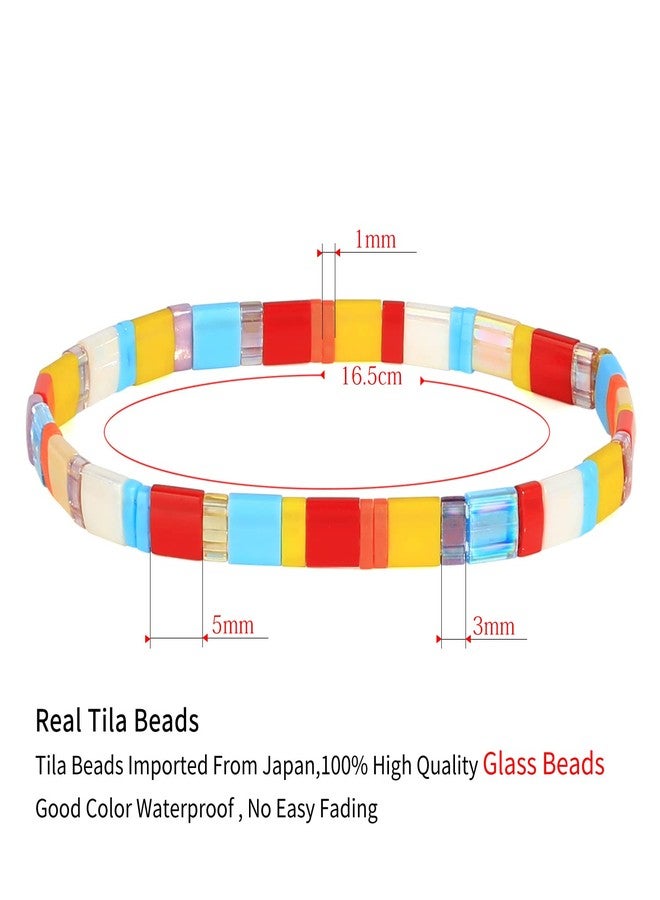 KELITCH Women Friendship Handmade Adjustable Elastic Colored Beaded Bracelet Bohemian Bracelet Fashion Jewelry Daily Wear Gift - Image 2