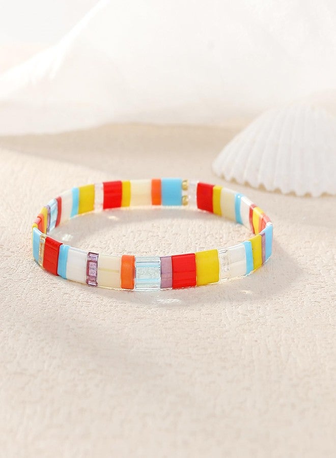 KELITCH Women Friendship Handmade Adjustable Elastic Colored Beaded Bracelet Bohemian Bracelet Fashion Jewelry Daily Wear Gift - Image 4