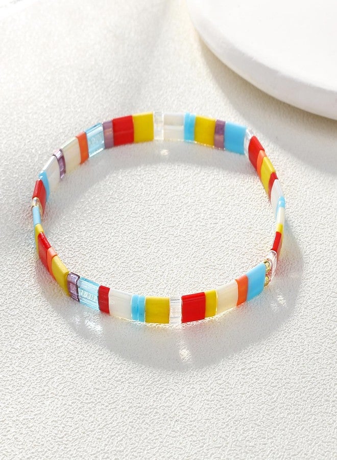 KELITCH Women Friendship Handmade Adjustable Elastic Colored Beaded Bracelet Bohemian Bracelet Fashion Jewelry Daily Wear Gift - Image 3
