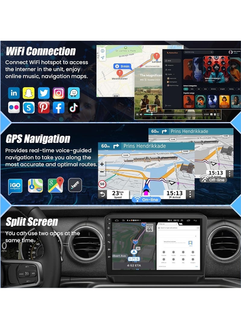 Vierex Android Car Stereo for Toyota Camry 2018–2020, 10.1" Touch Screen, 4GB RAM + 32GB ROM, Wireless CarPlay & Android Auto, Bluetooth, WiFi, GPS Navigation, AHD Rear Camera Included - Image 5