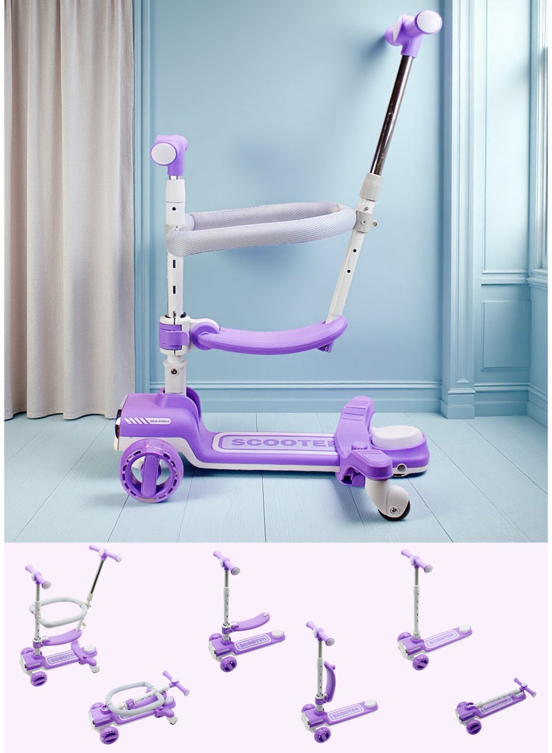 EASY FUTURE Kids Kick Scooter 360° Baby Fence & Adjustable Parent Push Bar, Kids Three Wheel Scooter for Boys and Girls 1-12 Year Old  4-in-1 Toddler Scooter Foldable Scooter Adjustable Height and Removable Seat - Image 1