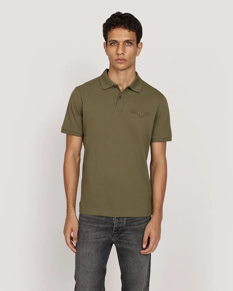 GANT Regular Tonal Shield Short Sleeve Polo