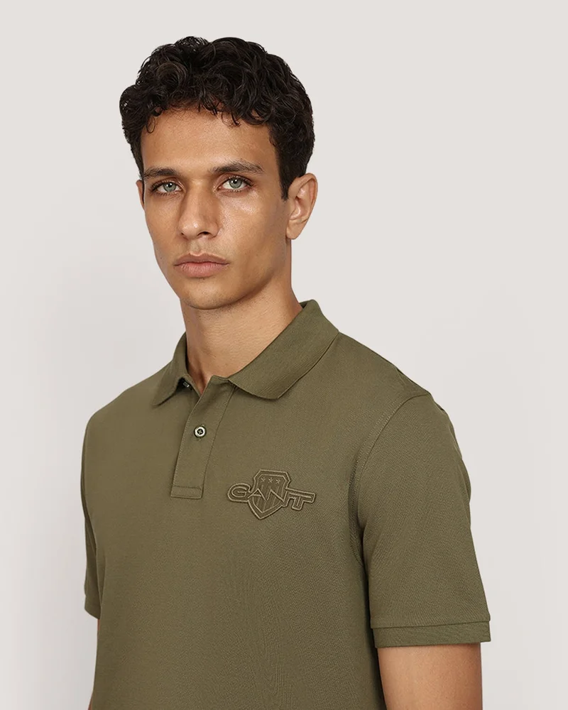 GANT  Regular Tonal Shield Short Sleeve Polo for Men | Best Price UAE