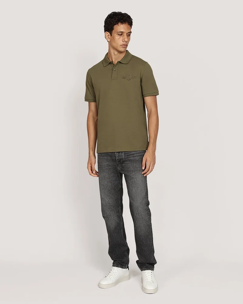 GANT  Regular Tonal Shield Short Sleeve Polo for Men | Best Price UAE