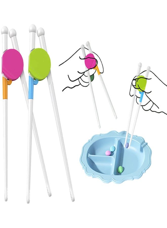 Cute Critters 2 Pairs Easy to Use Training Chopsticks for Kids Children Adults,Reusable Trainer Chopstick(Random Color), Plastic and Soft Silicone - Image 1