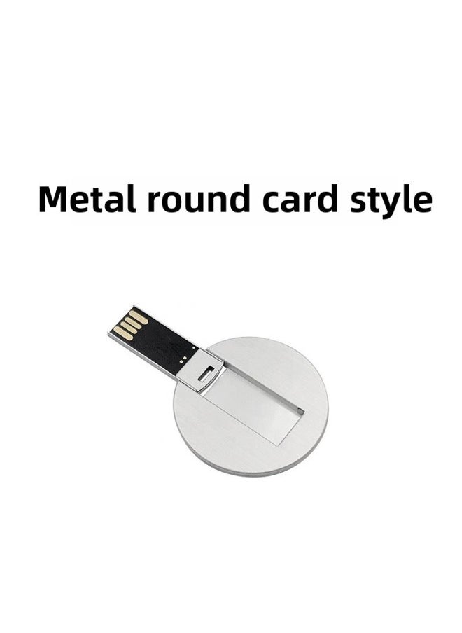 Card U Disk 32g Card Exhibition Enterprise Lettering Logo Business Card Card Wedding Creative Bidding Disk USB-Color:Metal Round Card Style-Capacity:4GB  - Image 1