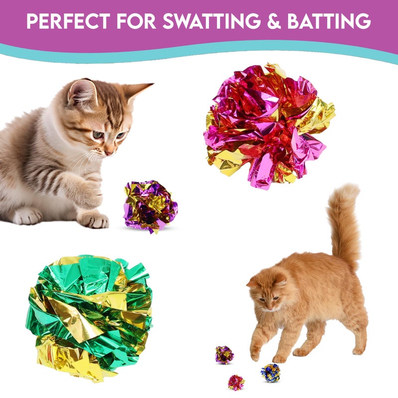 SPOT Mylar Balls Cat Toys - Fun, Crinkly Balls are Perfect for Swatting and Batting, Shiny and Colorful Toys to Entertain Cats and Kittens - Pack of Four 1.5" Balls, Assorted Colors - Image 3