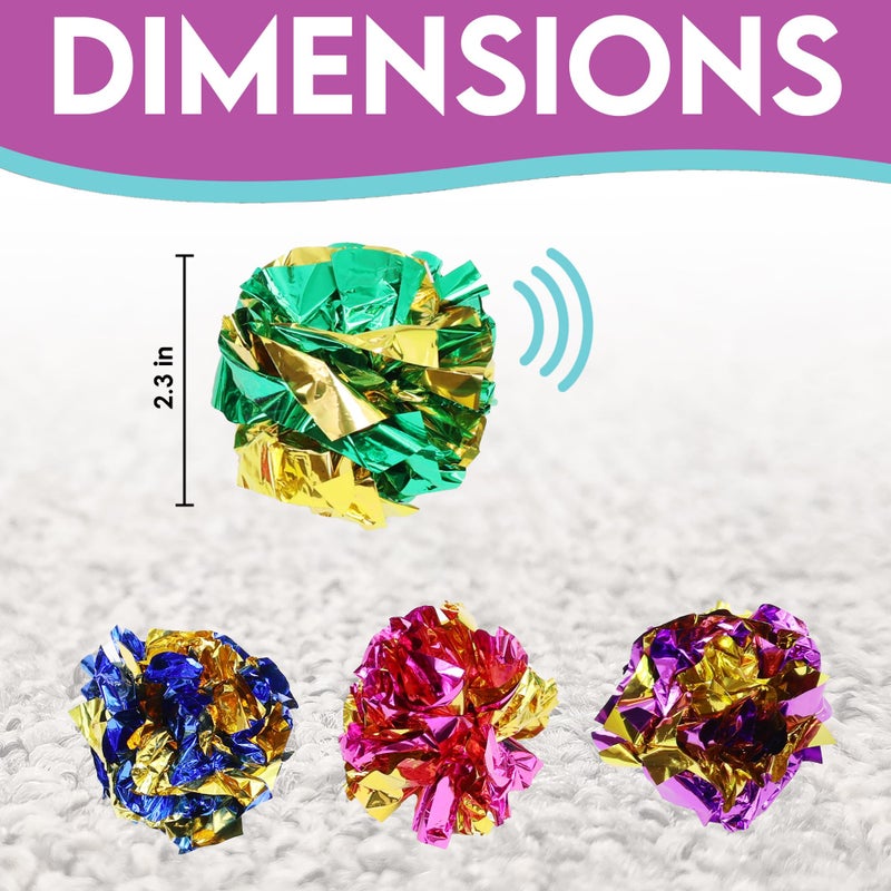 SPOT Mylar Balls Cat Toys - Fun, Crinkly Balls are Perfect for Swatting and Batting, Shiny and Colorful Toys to Entertain Cats and Kittens - Pack of Four 1.5" Balls, Assorted Colors - Image 2