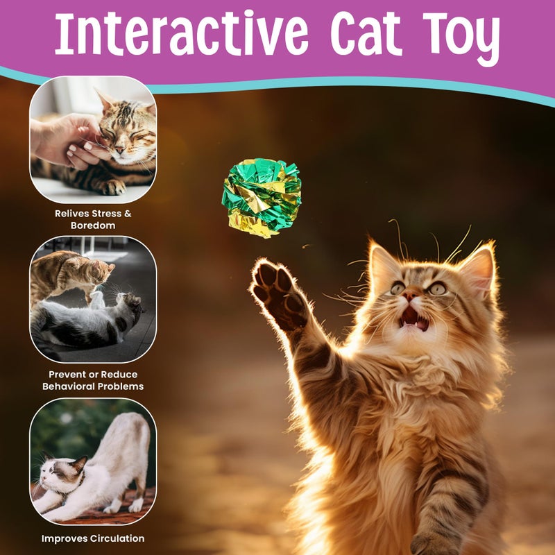 SPOT Mylar Balls Cat Toys - Fun, Crinkly Balls are Perfect for Swatting and Batting, Shiny and Colorful Toys to Entertain Cats and Kittens - Pack of Four 1.5" Balls, Assorted Colors - Image 4