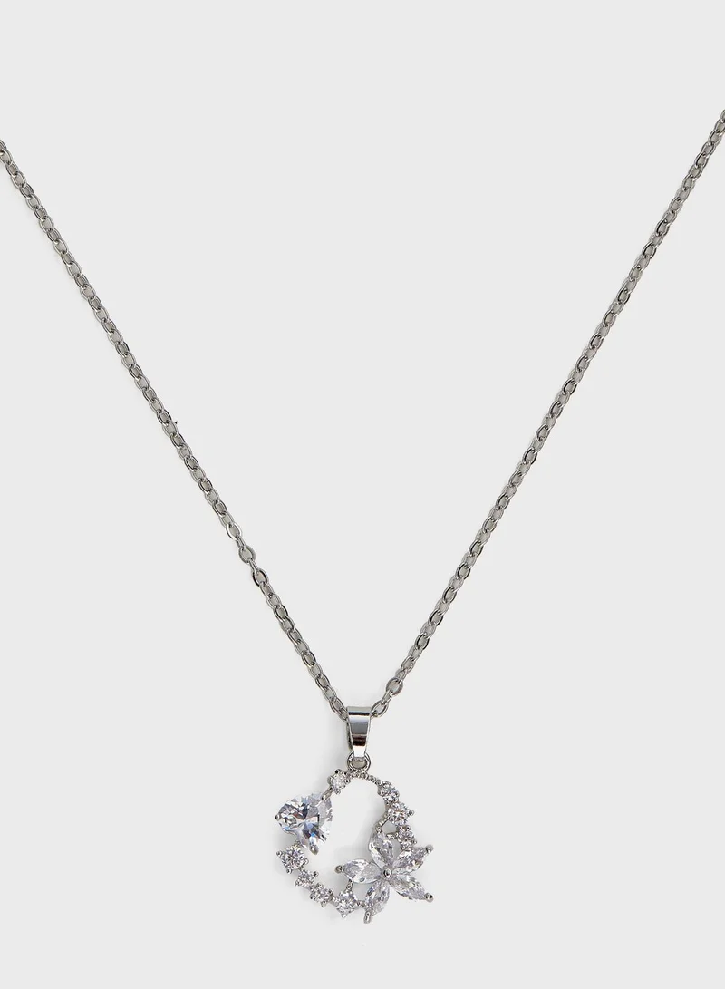 Ella Limited Edition Cz Floral  Pendant Necklace & Earrings Set