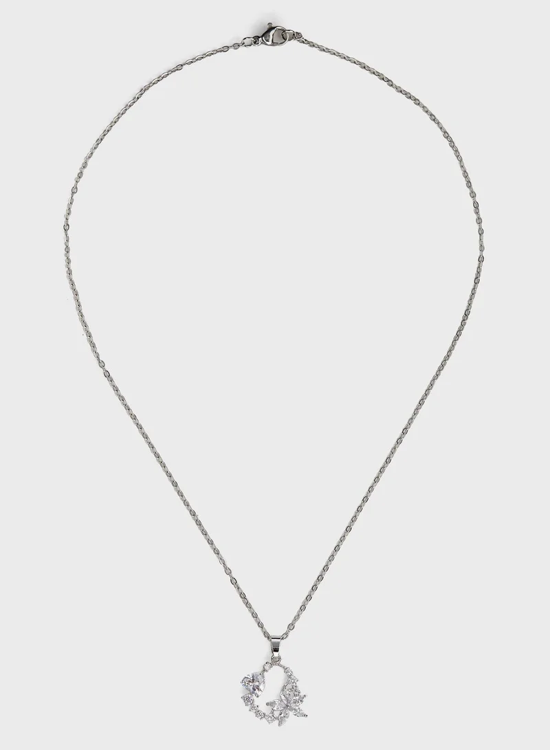 Ella Limited Edition Cz Floral  Pendant Necklace & Earrings Set