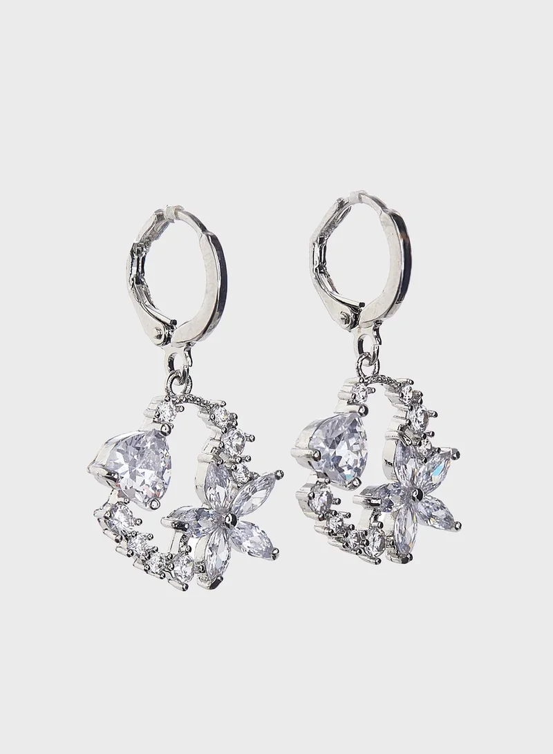 Ella Limited Edition Cz Floral  Pendant Necklace & Earrings Set