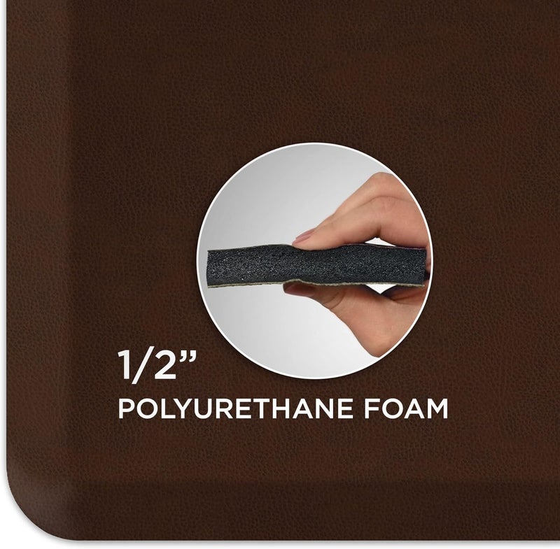 GelPro Anti Fatigue Nonslip Mat: Hard Floor Utility Mats for Garage, Patio and Kitchen - 20" x 72" x .5" - Leather Grain Truffle - Image 3