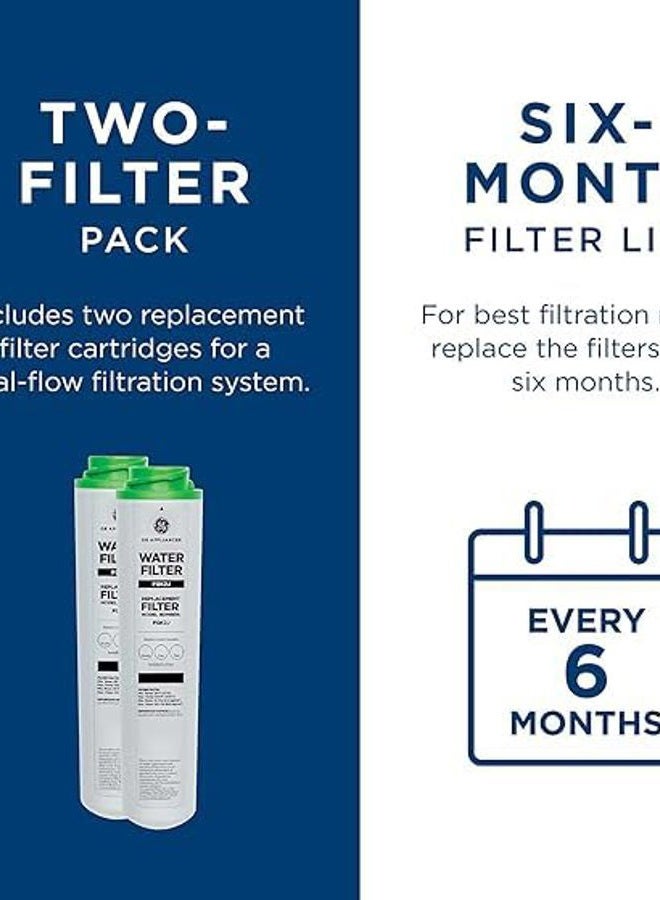GE FQK2J Under Sink Water Filter Replacement | Dual Flow | NSF Certified: Reduces Sediment, Rust & Other Impurities from Water | Replace Every 6 Months for Best Results | 2 Water Filters - Image 3
