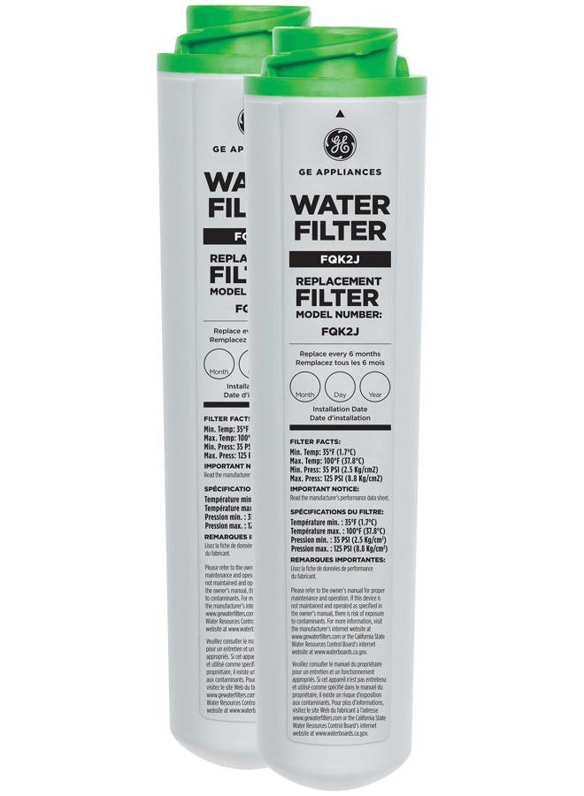 GE FQK2J Under Sink Water Filter Replacement | Dual Flow | NSF Certified: Reduces Sediment, Rust & Other Impurities from Water | Replace Every 6 Months for Best Results | 2 Water Filters - Image 1