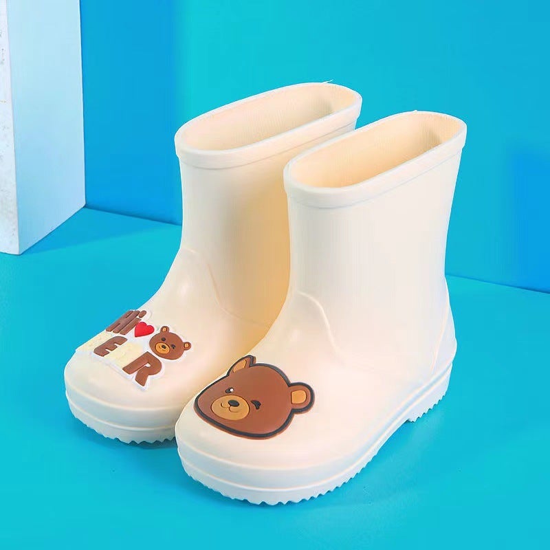 Children'S Rain Boots Kindergarten Baby New Girls' Non-Slip Waterproof Rain Boots Girdle Boys' Water Shoes Cartoon High Tube - Image 1