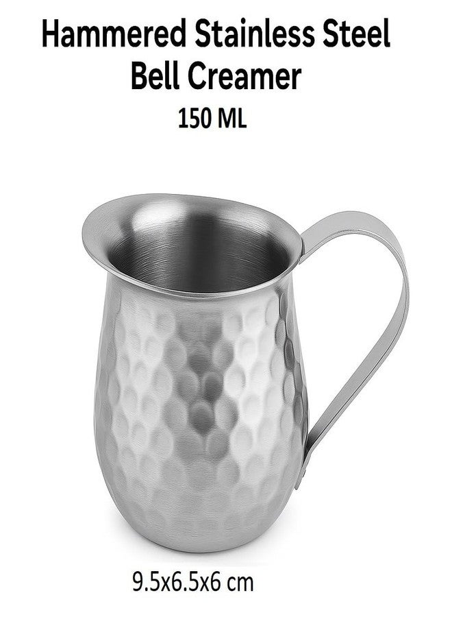 Dynore إبريق كريمة قهوة من الفولاذ المقاوم للصدأ بتصميم مطروق من داينور، سعة 150 مل، لتحضير قهوة الإسبريسو واللاتيه - طقم من قطعة واحدة - Image 3