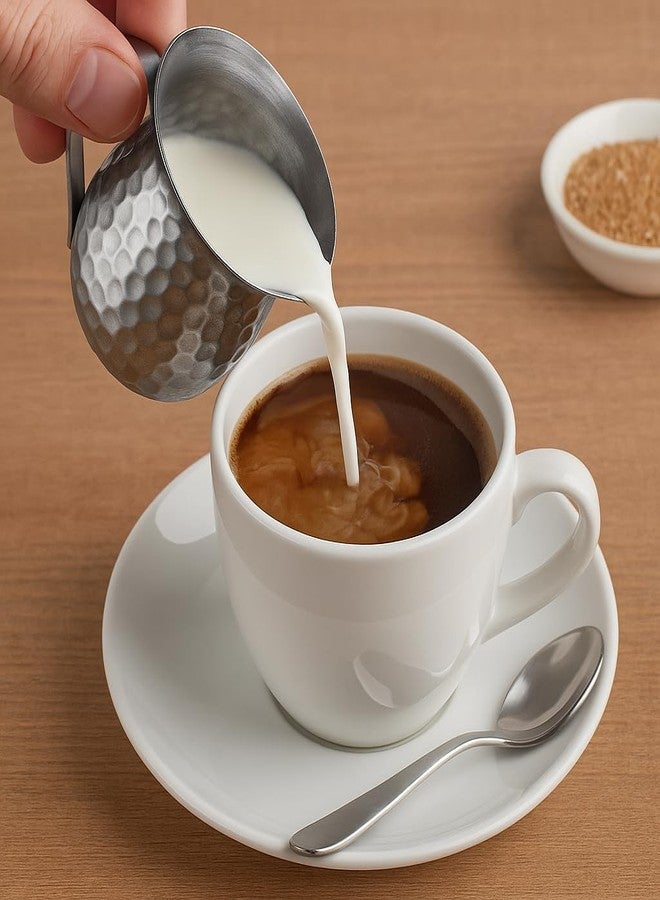 Dynore إبريق كريمة قهوة من الفولاذ المقاوم للصدأ بتصميم مطروق من داينور، سعة 150 مل، لتحضير قهوة الإسبريسو واللاتيه - طقم من قطعة واحدة - Image 2