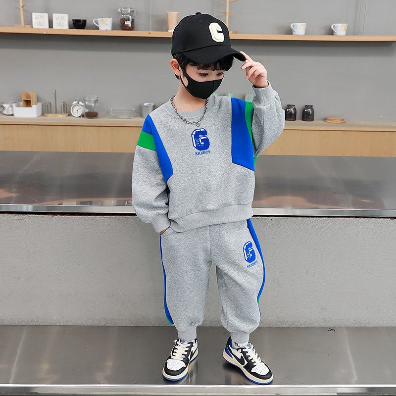 Children'S Clothing Boys Suit New Fashionable Medium And Big Children Boys Two-Piece Suit Fried Street Handsome Sports Suit Fashion - Image 4