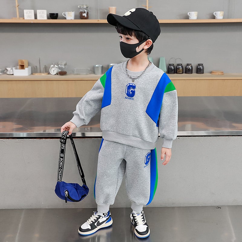 Children'S Clothing Boys Suit New Fashionable Medium And Big Children Boys Two-Piece Suit Fried Street Handsome Sports Suit Fashion - Image 5