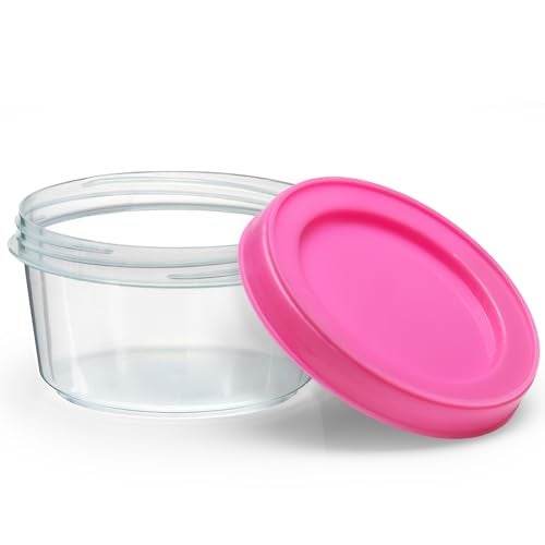 DecorRack 4 Pack - 7 oz Plastic Food Storage Containers with Screw Lids, BPA-Free, Reusable Stackable Jars for Portion Control, Snacks, Travel, Kitchen, Freezer, Art and Craft (Assorted Color) - Image 3