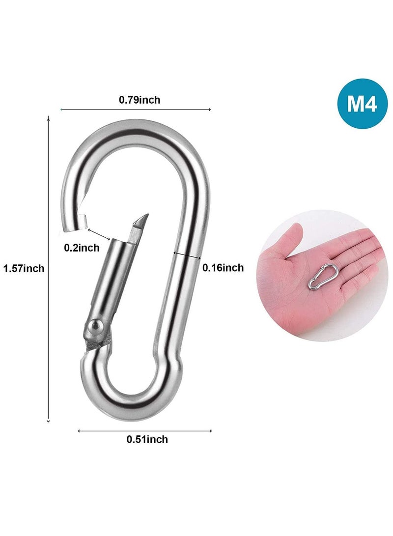 KASTWAVE M4 Carabiner Clip Hook, Heavy Duty Spring Snap, Small Stainless Steel Ring for Camping Fishing Hiking Traveling Climbing, Quick Link for Hammock, Key, Backpack, Dog Leash, Rope, Boat (12PCS) - Image 2