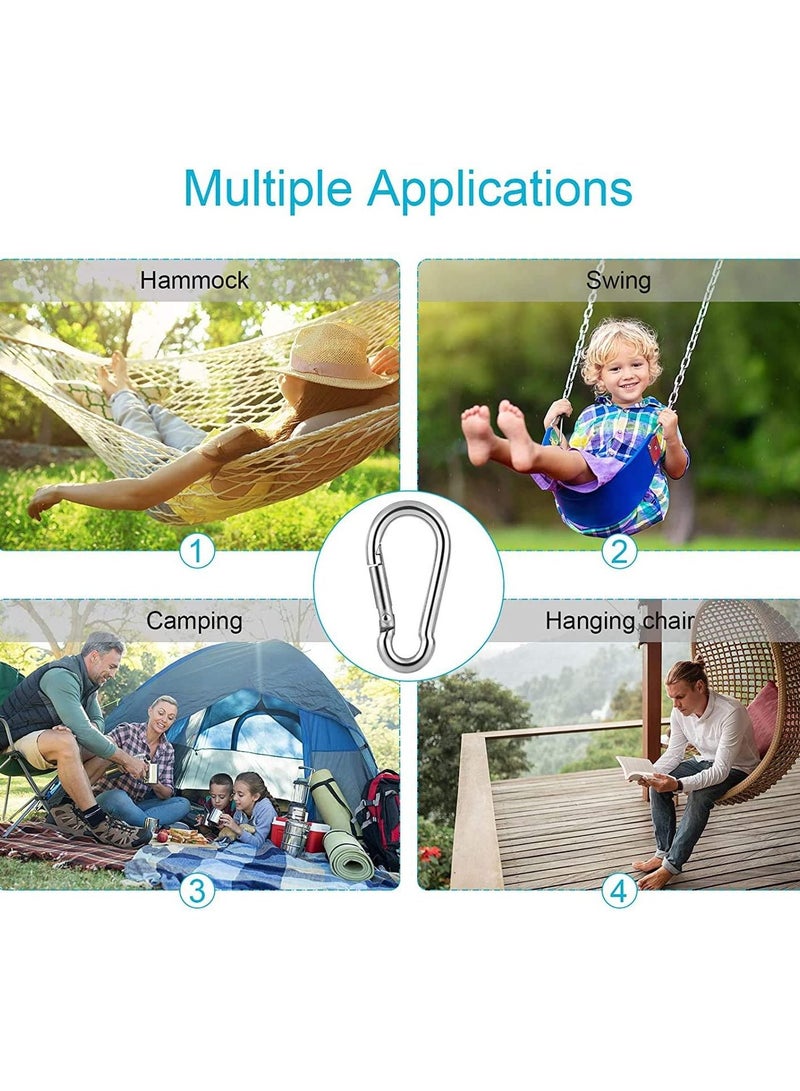 KASTWAVE M4 Carabiner Clip Hook, Heavy Duty Spring Snap, Small Stainless Steel Ring for Camping Fishing Hiking Traveling Climbing, Quick Link for Hammock, Key, Backpack, Dog Leash, Rope, Boat (12PCS) - Image 3