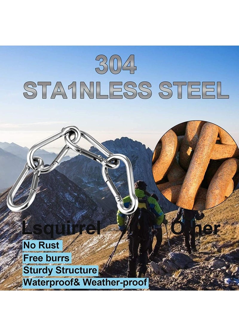 KASTWAVE M4 Carabiner Clip Hook, Heavy Duty Spring Snap, Small Stainless Steel Ring for Camping Fishing Hiking Traveling Climbing, Quick Link for Hammock, Key, Backpack, Dog Leash, Rope, Boat (12PCS) - Image 4