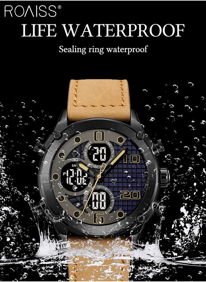 Men's Analog Digital Dual Display Sports Watch Multifunctional Waterproof Luminous Leather Strap Electronic Quartz Wristwatch with Alarm Stopwatch Backlight 12H/24H for Outdoor Activities - pzsku/Z373B6538EE75080E2995Z/45/_/1685968614/ff148634-9acf-49d4-ac4a-35911018b876