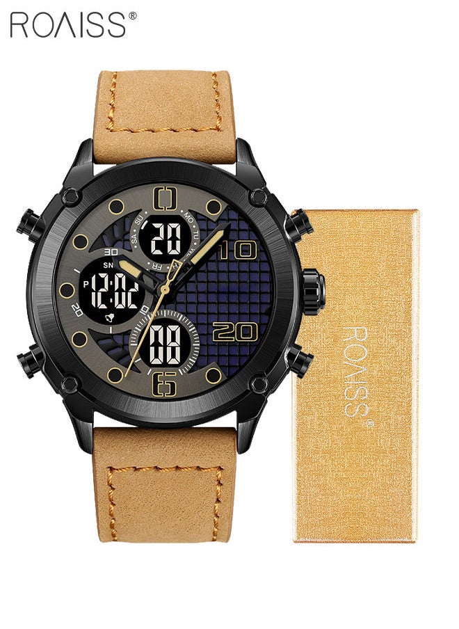 Men's Analog Digital Dual Display Sports Watch Multifunctional Waterproof Luminous Leather Strap Electronic Quartz Wristwatch with Alarm Stopwatch Backlight 12H/24H for Outdoor Activities - pzsku/Z373B6538EE75080E2995Z/45/_/1685968615/b6658f2a-65d6-4908-a584-f21e895e48c6