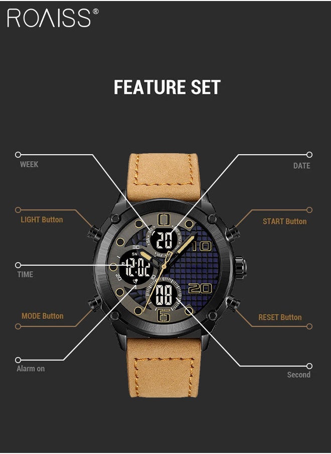 Men's Analog Digital Dual Display Sports Watch Multifunctional Waterproof Luminous Leather Strap Electronic Quartz Wristwatch with Alarm Stopwatch Backlight 12H/24H for Outdoor Activities - pzsku/Z373B6538EE75080E2995Z/45/_/1685968617/093342cd-ad56-4817-8f17-a063eebc60e9